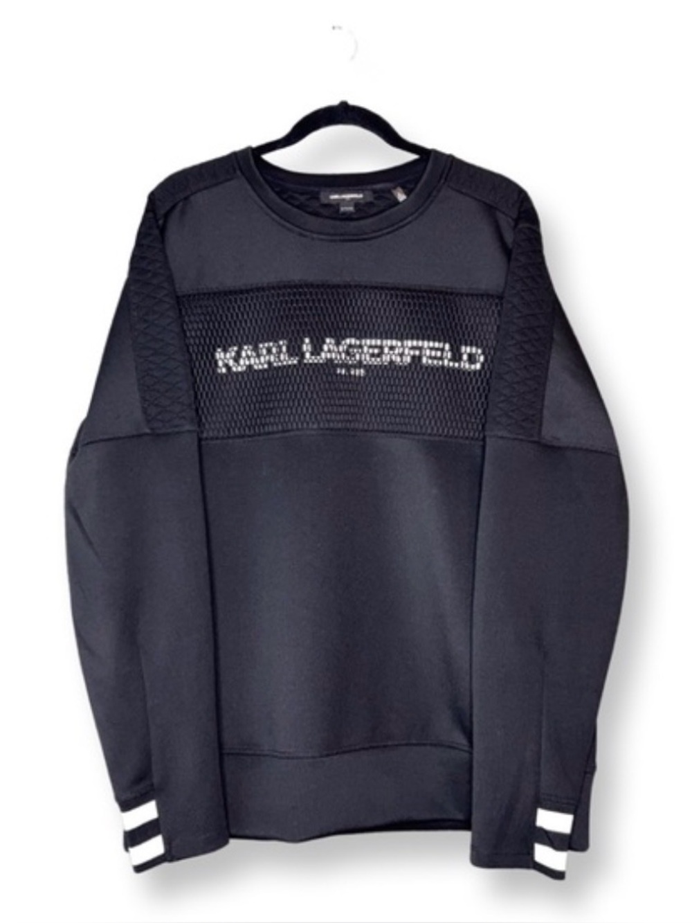 Karl Lagerfeld Men’s Mesh Neoprene Logo Black Sweatshirt